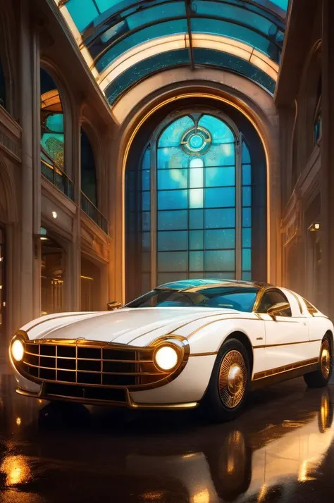 ais-artdeco Ferrari, parked outside an old ais-artdeco movie theater <lora:Art_Deco_Style_SDXL:1>