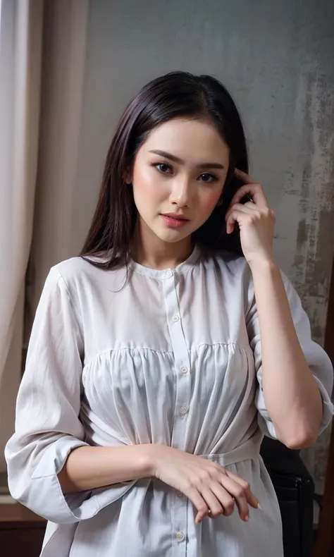 1girl,solo,<lora:GoodHands-beta2:1>,medium breasts,(full body:1.2), ( casual shirt:1.3),
black hair,, best quality,masterpiece,illustration,an extremely delicate and beautiful,CG,unity,8k wallpaper,Amazing,finely detail,masterpiece,official art,extremely detailed CG unity 8k wallpaper,incredibly absurdres,huge filesize,ultra-detailed,highres,extremely detailed,beautiful detailed,
(standing:1.5),
<lora:CitaCitata_v1:0.75>