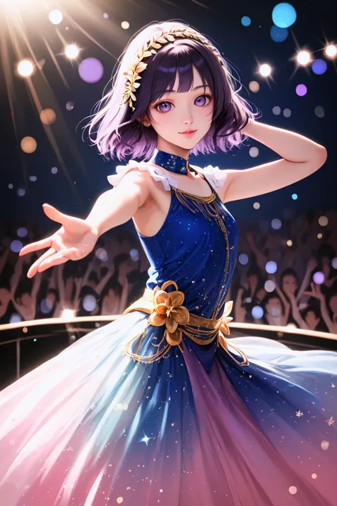 score_9,  best quality, realistic
1girl,idol,face,stage,dance,looking at viewer,illumination,bokeh,clothes