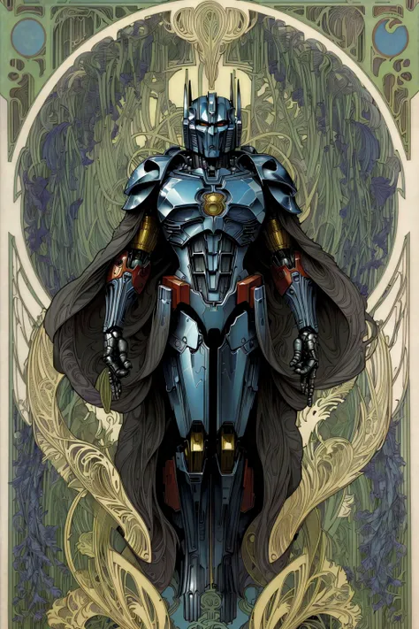 best quality, masterpiece, highly detailed, ultra-detailed, Optimus Prime autobot transformer <lora:Nouveau_last:1.0> Art Nouveau by Alphonse Mucha