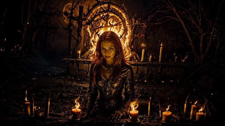 (girl FireFull:1.2), witch, flames, fire spell magic, ((fire in hands)), (yellow skin, fire skin:1.2), portrait, (standing), happy smiling, laughing, (fire), red eyes, red lips, (horror terror landscape), sharp focus, (moonligh, full moon):1.2, (glowing lights), (burning torches), (bats) in the sky, magic famtasy, fire explosions, magician Cotton Candy Pink clothes, ball earrings, (vampire gothic theme atmosphere), (old creepy mansion:1.2), red glowing flowers, fog, tombs, crosses, graveyard, iridiscent lights, (very detailed), (medium shot):1.2, best quality, stary sky,, monochrome, natural light, backlight, shadows, high contrast, hdr, reflections, <lora:Detail Tweaker LoRA add_detail:0.7> <lora:depth_of_field_slider_v1:5> <lora:SDXLrender_v2.0:0.9>
<lora:blackandwhite:0.2> <lora:FireElement_concept:0.4><lora:RPGFireElemental:0.2> <lora:RPGWitch:0.6> witch