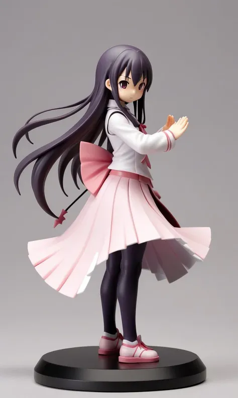 <lora:figurine:1> figurine, 1girl, madoka homura, standing split, circular plastic base, simple background, <lora:EnvyCuteSliderXL01:-1>