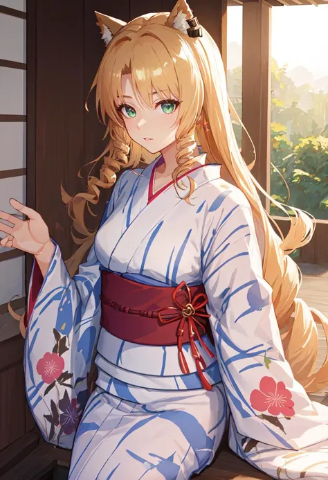 best quality, masterpiece, highres, solo, (swire_arknights:1.10), (yukata:1.30), (kimono:1.15), 26 <lora:swire_arknights:0.80>