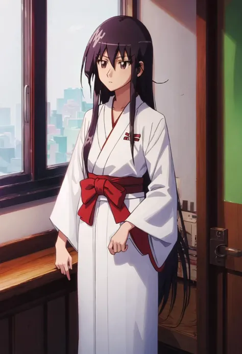 best quality, masterpiece, highres, solo, {amakusa_shino_seitokaiyakuindomo:0.90}, {white kimono:1.35}, {red hakama:1.35}, {wide sleeves:1.20}
