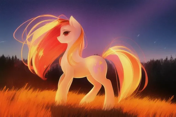 (A transparent pony), cute, adorable, (female), rendered, 8k quality, best resolution, masterpiece, wonderful render, round legs, adorable hooves, long hair, straight hair, distinct color ,radiant sky, sundown, night, stars, lights, photorealistic, best quality, unreal engine, universe, sun, (giant planet background: Saturn), floating, gliding