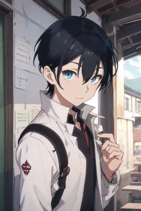 masterpiece, best quality, high quality, 1boy, solo, male focus, looking at viewer, upper body, <lora:glenn_litbeit:0.72>, glenn_litbeit, , school uniform