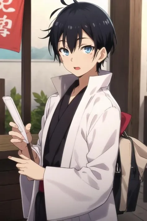 masterpiece, best quality, high quality, 1boy, solo, male focus, looking at viewer, upper body, <lora:glenn_litbeit:0.74>, glenn_litbeit, black hair, blue eyes, yukata