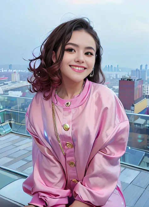 (SFW,8k, RAW photo, best quality, masterpiece:1.2),(realistic, photo-realistic:1.37city rooftop,maisa,(((portrait,smile,casual clothes))), facial close-up <hypernet:maisa:1>