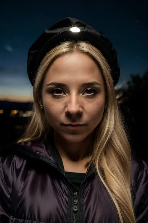 funny costume , night sky , night <lora:Sarah_Jane_Honeywell:1> masterpiece,best quality, detailed face, 1girl, solo, sj1873h, blonde_hair