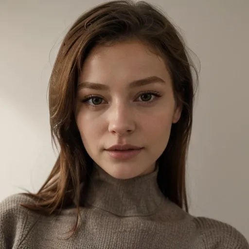 <lora:katerinasoria_sd15_512_128_64_v1:1> 1girl solo looking at viewer wearing a turtleneck sweater epiCRealism