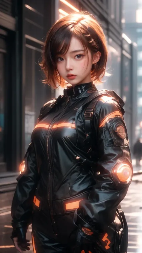 Realistic,masterpiece,best quality,cinematic lighting,natural shadow,highest detail,professional photography,detailed background,depth of field,insane details,intricate,aesthetic,detailed face,subsurface scattering,realistic hair,realistic eyes,
r1ge,1girl,round face style,(Cyberbike on the background:1.3),photo of a girl,20yo,full body,Short Hair,Hair between eyes,Copper hair,looking at viewer,
<lora:Cyber:0.8>,
<lora:techwear:0.8>,techwear,
<lora:add_detail:0.5>,<lora:æ³å:0.5>,
<lora:r1ge - AnimeRage:0.3>,<lora:Neonpunkai-8:0.5>,Neonpunkai,