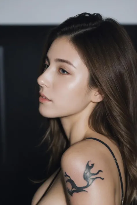 (masterpiece:1.2),best quality,high resolution,unity 8k wallpaper,(illustration:1),beautiful detailed eyes:,extremely detailed face,perfect lighting,photo_\(medium\),photorealistic,realistic,
front view, cowboy shot, blonde wavy hair, gradient eyes, nude, gigantic breasts, black lingerie, (tattoo:1.4), night amusement arcade background, 20 years old beauty k pop idol, (Best quality, 8k, 32k, Masterpiece, UHD:1.2), official art, realistic, unity, 8k wallpaper, extremely detailed CG unity 8k wallpaper, Photo of woman, Amazing, garment open to the naked eye, ultra detailed, ultra high res, (realistic, photo realistic:1.37), high detail RAW color photo, professional photograph, an extremely delicate and beautiful, extremely detailed, finely detail, huge file size, extremely detailed beautiful girl, extremely detailed face, extremely detailed eyes, extremely detailed skin, extremely detailed fingers, extremely detailed nose, extremely detailed mouth, extremely detailed clothing, perfect anatomy, highly detailed background, realistic body, fair skin, shiny skin, good figure, realistic face, beautifully detailed eyes,<lora:InstantPhotoX3:0.3>,