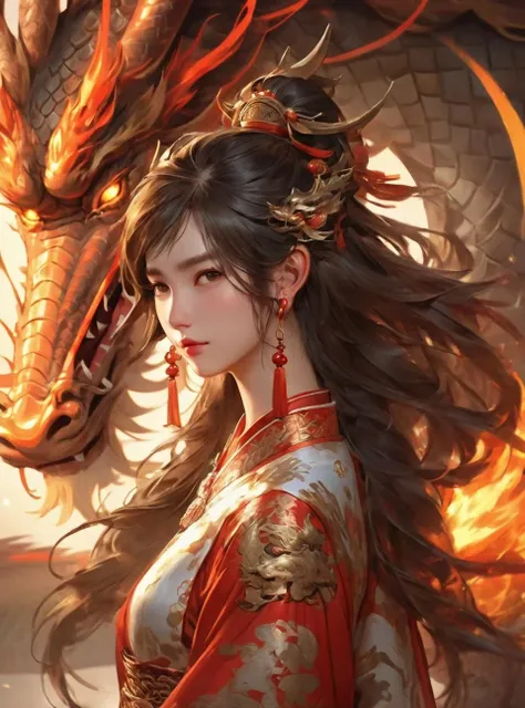 Best quality, masterpiece, ultra high resolution, 1 girl's portrait close-up, flowing hair, real skin, jewelry, solo, Chinese clothing, armor, (flame: 1.2), moon, Chinese dragon, blurry, realistic, CG game, Chinese Zen
<lora:YoungXia-000008:0.7>