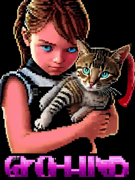 ansiart girl holding a kitten, very sharp, high quality <lora:hjansiart_v10:0.8>
