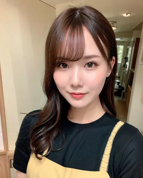 best quality, photorealistic, 8k, high res, 1girl, woman, (skindentation), (professional lighting), (portrait:0.6), (maid dress:1.897), gorgeous, ((brown hair)), (medium hair:1.6), (flowing hair:1.4), (1girl eyes looking at viewer:1), ((looking at viewer:1.6)), (1girl looking at the camera), photorealistic, (bokeh), (portait:0.6), (dynamic pose:1.2), masterpiece, intricate, realistic, sharp focus, award-winning photograph, sfw, (smile:1),  <lora:miru:0.71>