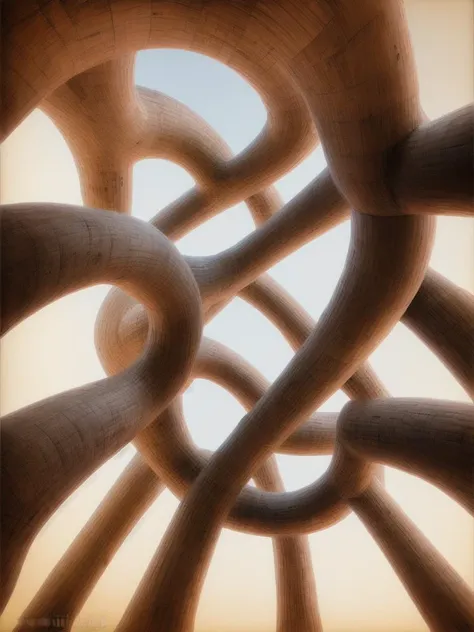 <lora:15PeterGric:1>a large sculpture of a structure made out of wood