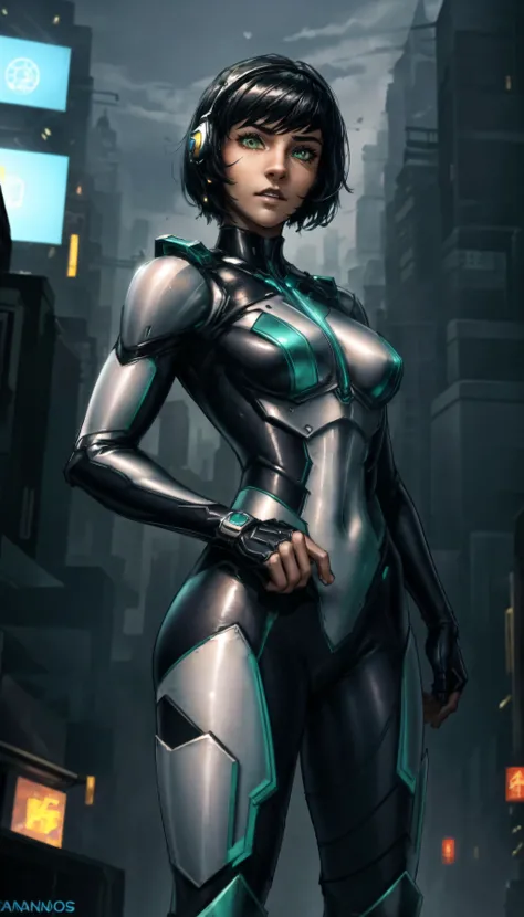 (cowboy shot), sfw, (masterpiece), (best quality:1.0), (ultra highres:1.0), detailed eyes,
BREAK
<lora:OpalTLOK:0.7> OpalTLOK, 1girl, dynamic pose, green eyes
<lyco:edgNanoWarrior, wearing nanosuit, War_Glam:0.7> edgNanoWarrior, wearing nanosuit, War_Glam, futuristic
BREAK
(cyberpunk city, gorgeous view)