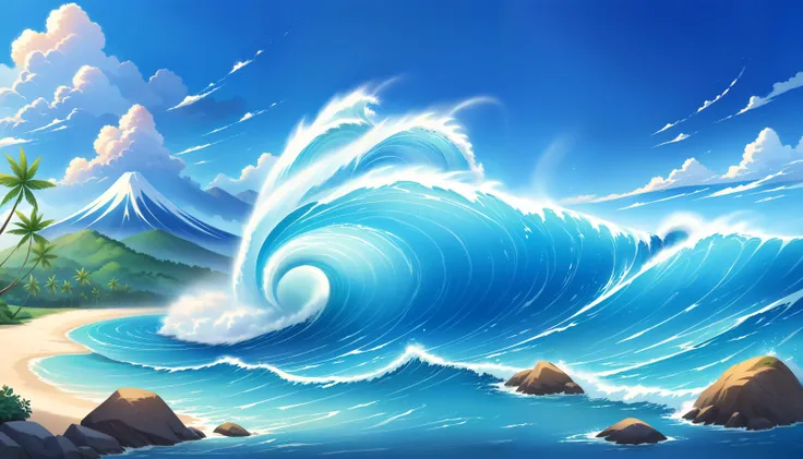 a tsunami hitting land, soft outlines, magnificent, celestial, ethereal, painterly, epic, majestic, magical, fantasy art, dreamy,