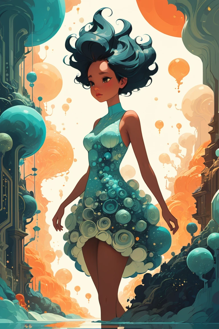 <lora:FF-Style-James_Gilleard:0.75> in the style of james gilleard, <lora:SDXLSamDoesArts:0.7> SamDoesArts, art by Sam Yang, absolute beauty birth'd from fragile chaos, mandelbulb dress, insanely detailed, full of life, animated