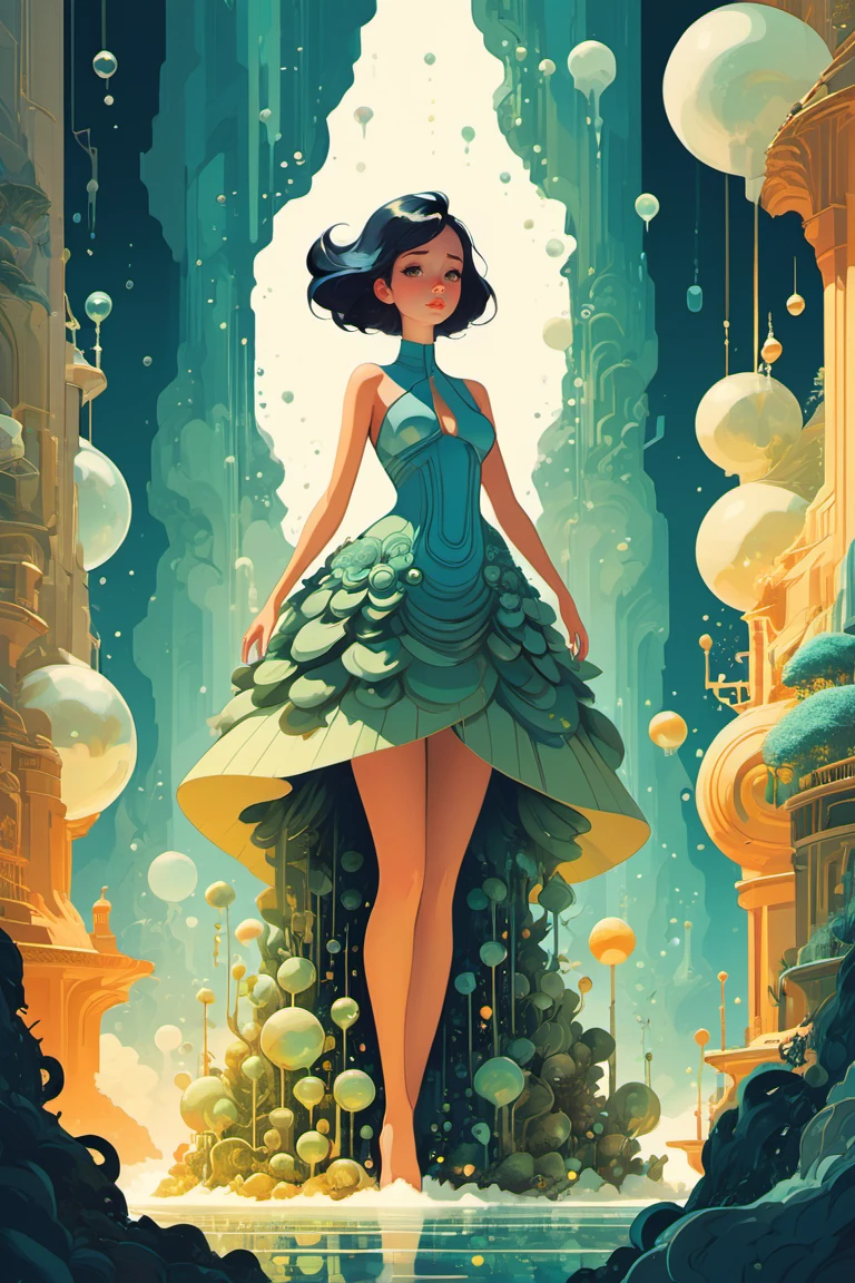 <lora:FF-Style-James_Gilleard:0.75> in the style of james gilleard, <lora:SDXLSamDoesArts:0.7> SamDoesArts, art by Sam Yang, absolute beauty birth'd from fragile chaos, mandelbulb dress, insanely detailed, full of life, animated