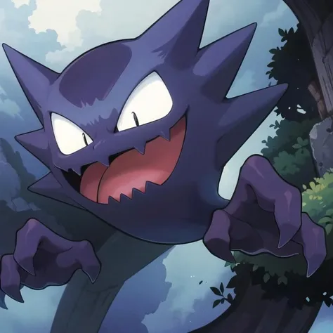 ((masterpiece,best quality)), absurdres,
<lora:Haunter_Pokemon_Anime:0.9>, Haunter_Pokemon, floating,  no humans, pokemon \(creature\),
solo, smiling, looking at viewer,
cinematic composition,