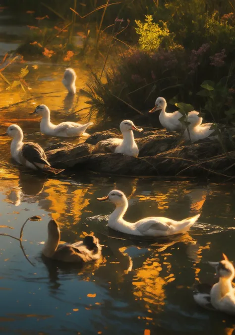 ducks ,<lora:duck_20230805184525:0.8>, duck, AS-AdultV2,cowboyshot,dynamic angle,(fantasy style:1.2),(high quality:1.3),(best quality:1.3),(masterpiece:1.3),official art,official wallpaper,4k textures,(epic:1.2),(mysterious atmosphere:1.2),moonlight setting,midnight sky,(twilight:1.2),subtle sparkles,whimsical vibes,(detailed:1.05),(extremely detailed:1.06),sharp focus,(intricate:1.03),(extremely intricate:1.04),low contrast,soft cinematic light,soothing tones,hdr,(beautiful scenery:1.08),(detailed scenery:1.08),(intricate scenery:1.07),(wonderful scenery:1.05),(beautiful face:1.1),[perfect eyes:0.8],[perfect skin:0.8],[detailed face:0.8],[detailed eyes:0.8],[detailed hair:0.9],[detailed lips:0.8]