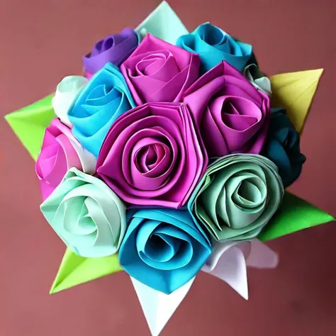 a bouquet of origami roses (mixed colors)
