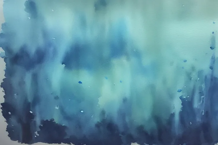 watercolor deep ocean, impressionistic, simple, underwater scene