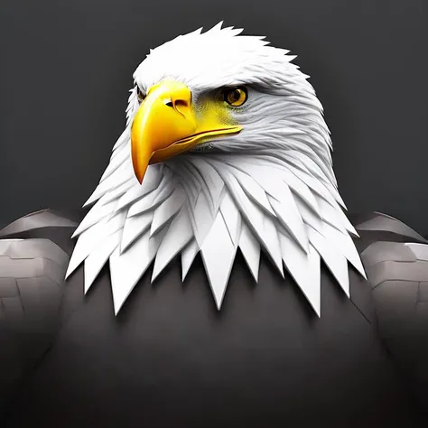 2 dimensional, vector, low poly, eagle icon, black background, cgsociety, artstation