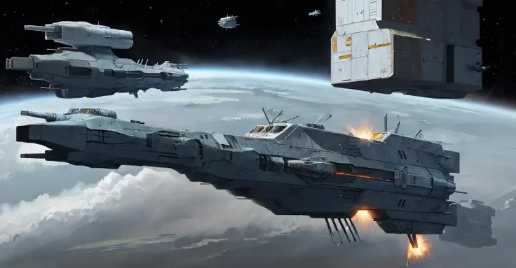 masterpiece, best quality,
LOGH spacecraft, space fleet, space battleship,space destroyer no humans in deep space in orbit of earth , glowing engin, laser beam explosion,
<lora:LOGH:0.3> <lora:LOGH_FPA_V04:0.3>