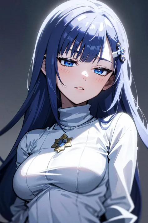 masterpiece, best quality, ultra-detailed,
aatsumugi, long hair, low-tied long hair, sky blue hair, blunt bangs, hairclip, sharp eyes, choker, neon shirt, open jacket, turtleneck sweater,
<lora:shiraishi_tsumugi_v1:0.7> <lora:smirkingeye_v100:1> <lora:ChichiBukuro:1>