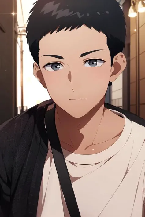 masterpiece, best quality, photorealistic, 1boy, solo, male focus, looking at viewer, , , , realistic, <lora:junta_hayami:0.76>, junta_hayami, black hair, grey eyes, short hair, halloween costume, hill,