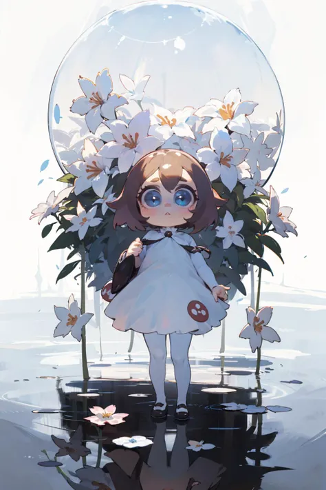 1girl,solo,flowers,(child body:1.4),(big eyes:1.5),white pantyhose, round face, reflection, 
 <lora:flat2:1> <lora:dtl11-cnlight:-1>       <lora:colorFish_v10:0.7>