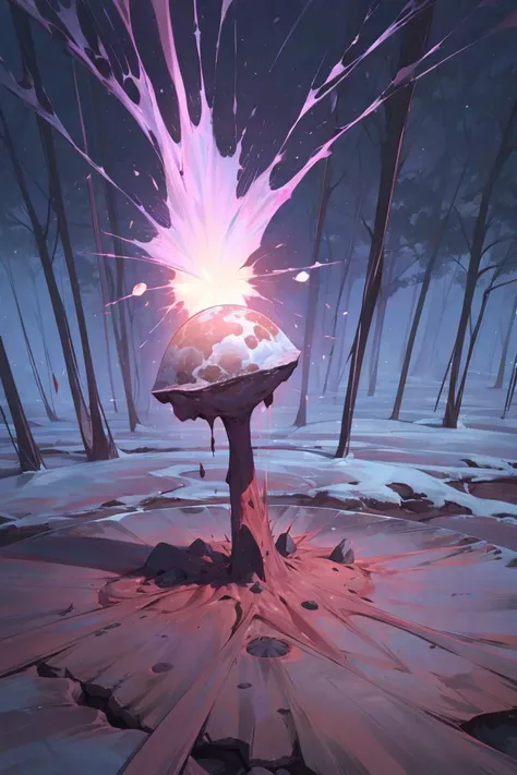 meteorite, crater, mystical forest