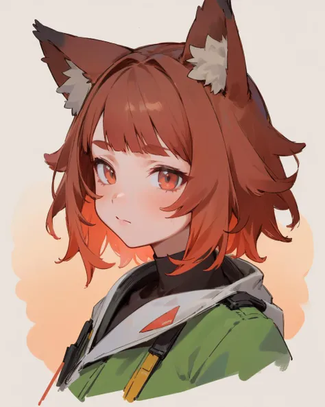 (masterpiece:1.0), (highest quality:1.12), (HDR:1.0), 1girl, solo, flat colors, colorful, animal ear fluff, solo, plants, (coral), gradient background, smooth lighting, (splash art:0.8), portrait, (upper body:0.85)