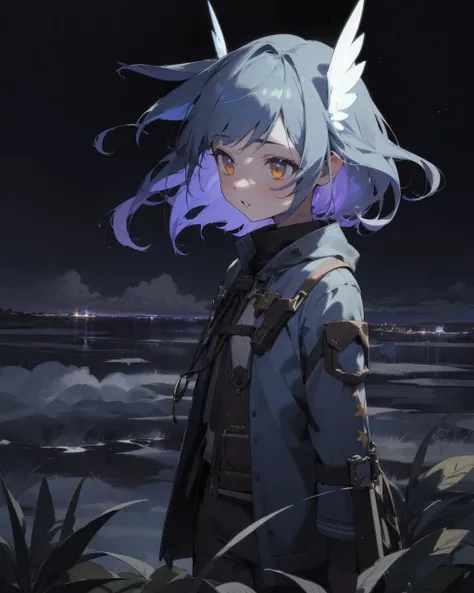 (masterpiece:1.1), (highest quality:1.1), (HDR:1.0), high quality, imp girl, special ambience, (flat color:0.8), (limited palette:0.9), high contrast, cg unity wallpaper, hyper focus, tone mapping, depth mapping, above clouds, starry sky, plants, tropic, 1girl, golden eyes, looking away, portrait, parted lips, (ethereal), indigo skin, shorts, wave, pretty face, fantasy, (magical:0.8)