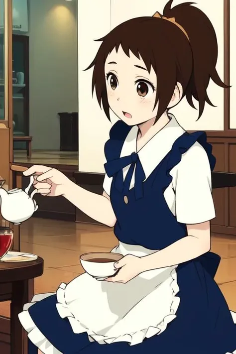 <lora:sakuraimiyuri:0.8> Yoshioka Haru, 1girl, soro,  ponytail, brown eyes, brown hair,  
Gothic Maid, cafe, tea,
masterpiece, high quality, very_high_resolution, large_filesize, full color,