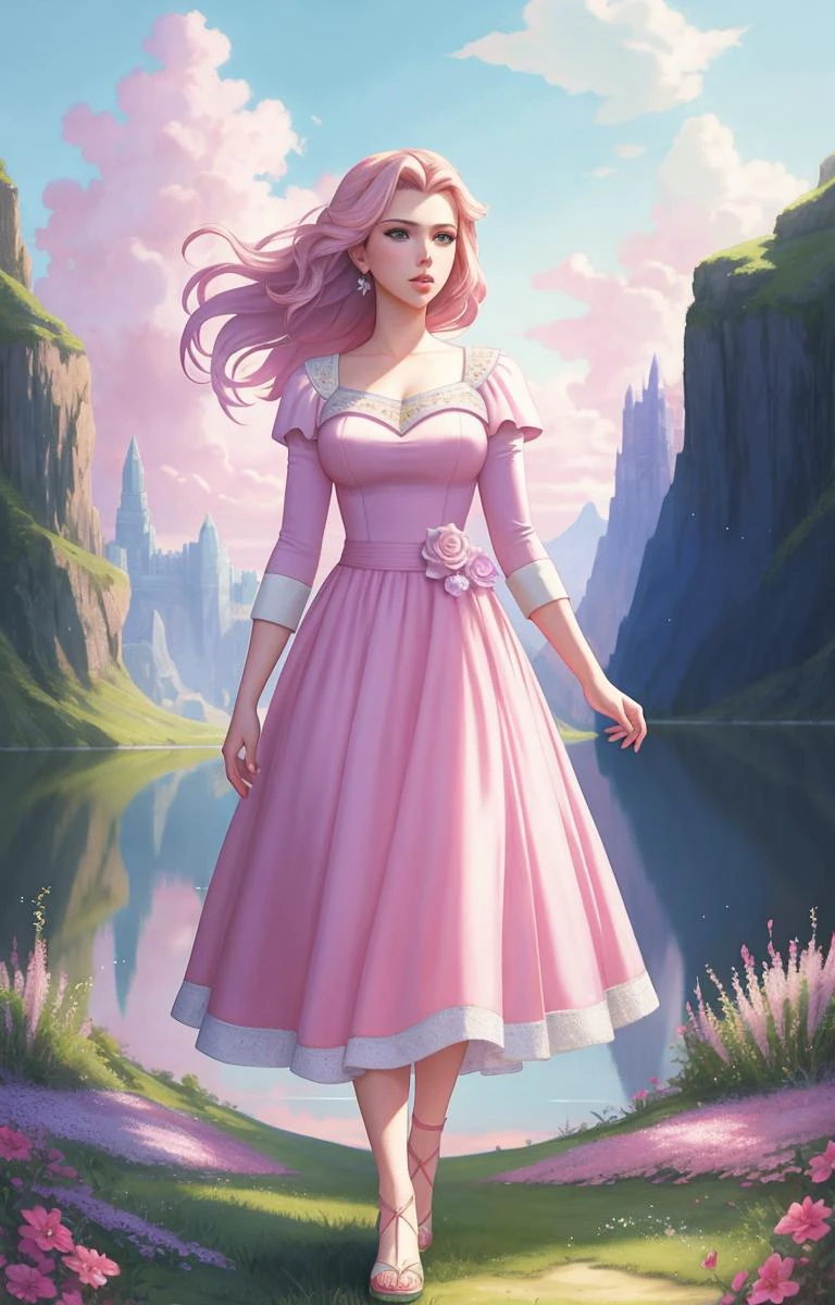 Scarlett Johansson, full body, close up,
serene, dreamlike landscape featuring a mix of Disney and Final Fantasy characters, with a high level of detail and pastel colors for a whimsical feel
art by Shiro Amano
