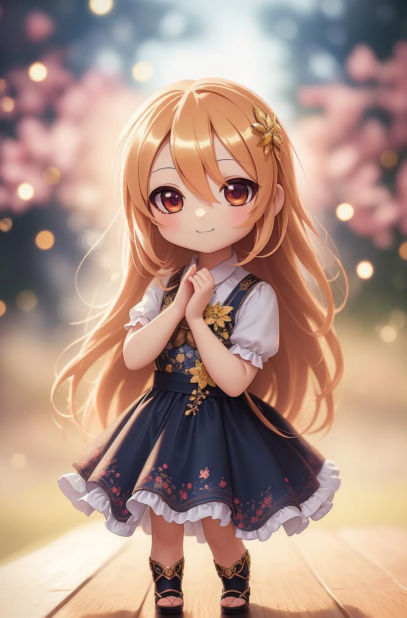 ((best quality)), ((masterpiece)), ( extreme detailed, highest detailed, official art, beautiful and aesthetic:1.2), depth, composition
FULL BODY, (CHIBI:1.5), Cute, (beautiful and detailed eye:1) , smilling, bokeh, bloom, blurred background , fairy, angel, (full body:1.5), photography, cinematic lighting, golden ratio