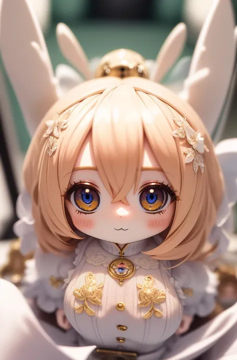 bunny morph girl, fluffy, soft ((best quality)), ((masterpiece)), ( extreme detailed, highest detailed, official art, beautiful and aesthetic:1.2), depth of field, composition, FULL BODY, (CHIBI), (beautiful and detailed eye:1.3),(very happy:1)