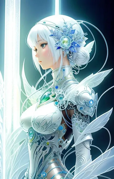 organic cyborg, white plastic, diffuse lighting, fantasy, intricate, elegant, highly detailed
art by Yoshitaka Amano