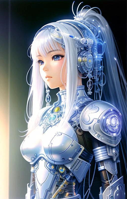 cyborg, white plastic, diffuse lighting, fantasy, intricate, highly detailed
art by Yoshitaka Amano