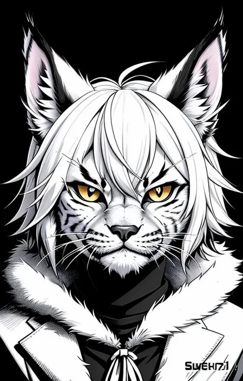 the (the angry lynx head1.1) portrait, symmetrical
art by Shuichi Shigeno