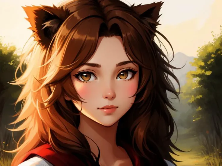 girl metamorph lion,Portrait, complex savan background