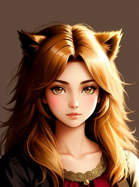 girl metamorph lion,Portrait, complex savan background