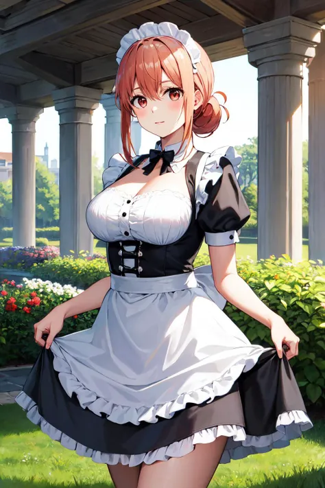 (masterpiece:1.2, highest quality), (realistic, photorealistic:1.4), beautiful illustrations, 
looking at the viewer, whole body, Front view:0.6, 
1 female, Japanese, ((Redhead chignon:1.4)), blown hair, bangs, hair between eyes, big breasts:0.8, 
beautiful hair, beautiful face, beautiful and detailed eyes, (blue eyes:1.3), beautiful clavicle, beautiful body, beautiful breasts, beautiful thighs, beautiful feet, beautiful fingers, 
(beautiful scenery), (Inside a convenience store),
((Short sleeve shirt with collar, black shirt green plaid pleated skirt)), (white apron:1.3), white panties, 
(Are standing, lift the skirt, Grab the hem of the skirt, put your hand on your chest, hand between legs), 
(glare at the viewer while blushing:1.5)