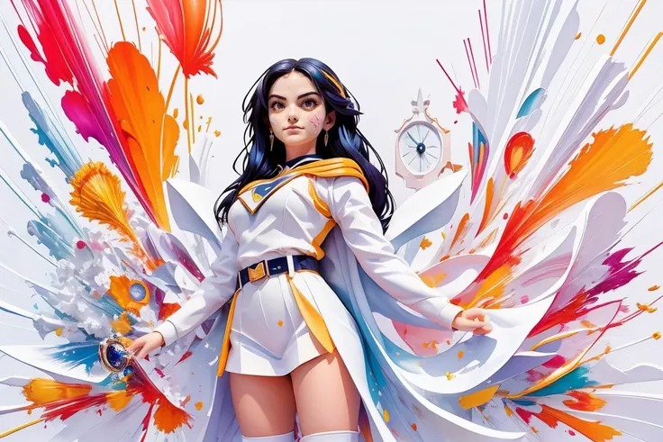 photo of beautiful (((cm3nd3s:1.05))), a woman looking at viewer, (((dramatic))), (((intense))), (((sexy superhero outfit))), (geometry), geometry figures, framing, (((beautiful detailed colorful art:1.4))), (art by Carne Griffiths:1.2), (art by Anato Finnstark:1.2), (magazine cover:1.3), fashionable, vibrant, dynamic, statement, striking, modern, trendy, ((focus)), fashion,<lora:GachaSplash4:1.1> (white background:1.5) [(white background:1.5),::5] <lora:blindbox_v1_mix:1> <lora:impasto:0.5>, (looking at the camera:1.2), (colorful splatter:1.2)