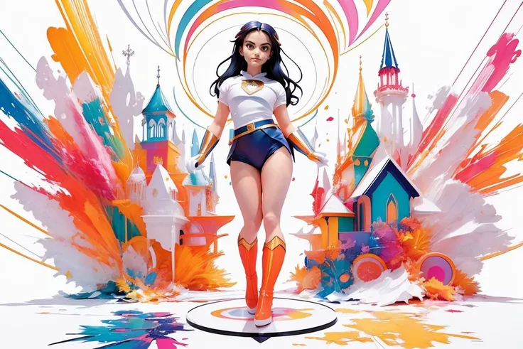 photo of beautiful (((cm3nd3s:1.05))), a woman looking at viewer, (((dramatic))), (((intense))), (((sexy superhero outfit))), (geometry), geometry figures, framing, (((beautiful detailed colorful art:1.4))), (art by Carne Griffiths:1.2), (art by Anato Finnstark:1.2), (magazine cover:1.3), fashionable, vibrant, dynamic, statement, striking, modern, trendy, ((focus)), fashion,<lora:GachaSplash4:1.1> (white background:1.5) [(white background:1.5),::5] <lora:blindbox_v1_mix:1> <lora:impasto:0.5>, (looking at the camera:1.2), (colorful splatter:1.2)