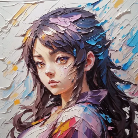 a thick impasto painting of an anime girl <lora:impasto:1>