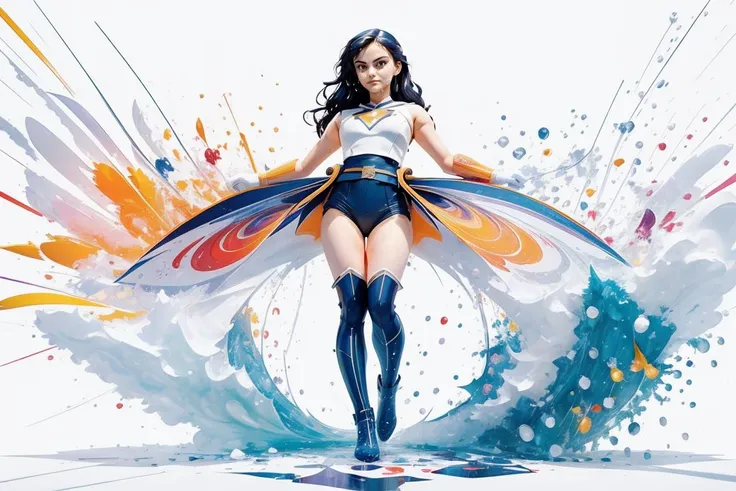 photo of beautiful (((cm3nd3s))), a woman, (((dramatic))), (((intense))) ((closeup:1.2)), (((sexy superhero outfit))), (geometry), geometry figures, framing, (((beautiful detailed colorful splash art:1.4))), (art by Carne Griffiths:1.2), (art by Anato Finnstark:1.2), (magazine cover:1.3), fashionable, vibrant, dynamic, statement, striking, modern, trendy, ((focus)), fashion,<lora:GachaSplash4:1> (white background:1.5) [(white background:1.5),::5] <lora:blindbox_v1_mix:1> <lora:impasto:0.5>, (looking at the camera:1.2)